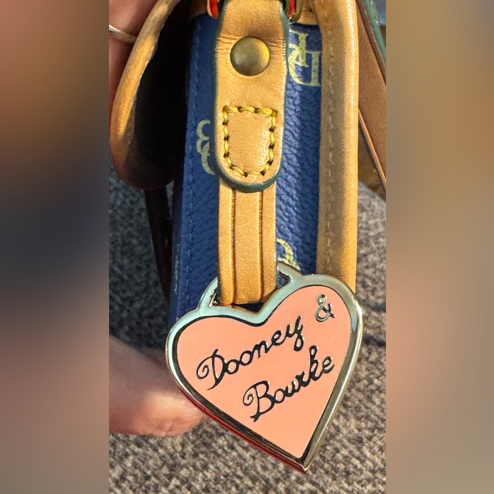Dooney & Bourke Blue Canvas & Leather Monogram Wristlet NWOT - Picture 7 of 12